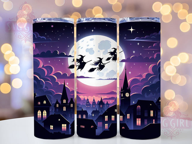 Witchy Vibes Flying Halloween Tumbler Wrap, Halloween Tumbler Png, 20oz Skinny Tumbler, Sublimation Download, Spooky Tumbler Design, Flying Witch Png, Witchy Vibes Tumbler Sublimation SvggirlplusArt 