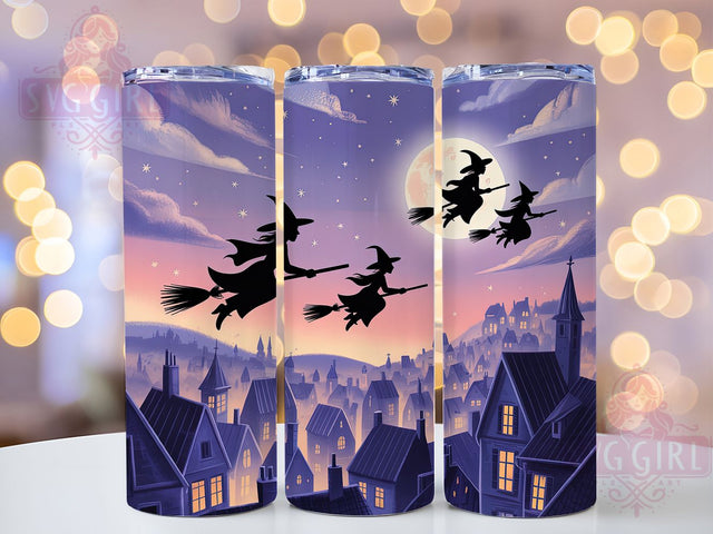 Witchy Vibes Flying Halloween Tumbler Wrap, Halloween Tumbler Png, 20oz Skinny Tumbler, Sublimation Download, Spooky Tumbler Design, Flying Witch Png, Witchy Vibes Tumbler Sublimation SvggirlplusArt 