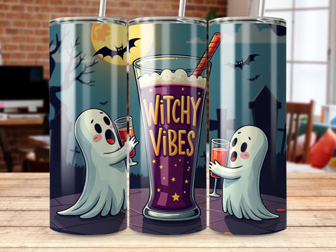 Witchy Vibes Halloween Tumbler Wrap PNG Sublimation Luvleigh Digitals 
