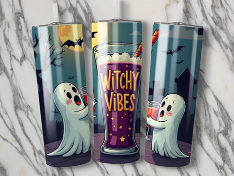 Witchy Vibes Halloween Tumbler Wrap PNG Sublimation Luvleigh Digitals 