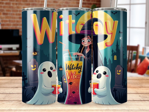Witchy Vibes Halloween Tumbler Wrap PNG Sublimation Luvleigh Digitals 