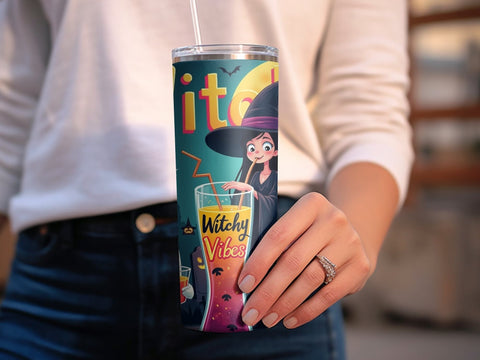 Witchy Vibes Halloween Tumbler Wrap PNG Sublimation Luvleigh Digitals 