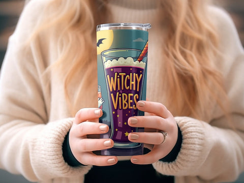 Witchy Vibes Halloween Tumbler Wrap PNG Sublimation Luvleigh Digitals 