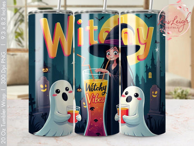 Witchy Vibes Halloween Tumbler Wrap PNG Sublimation Luvleigh Digitals 