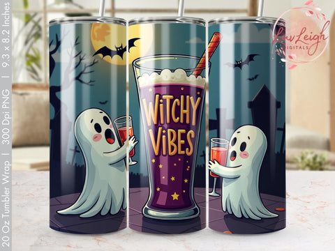 Witchy Vibes Halloween Tumbler Wrap PNG Sublimation Luvleigh Digitals 