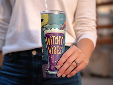 Witchy Vibes Halloween Tumbler Wrap PNG Sublimation Luvleigh Digitals 