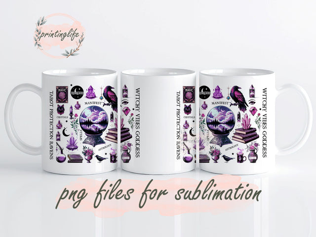 Witchy Vibes Mug Wrap Design, Instant Digital Design Download Mug Wrap Design, Mug Design PNG Sublimation PrintingLife 