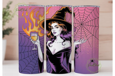 Witchy Wine Tumbler Wrap PNG Sublimation PixelChick 