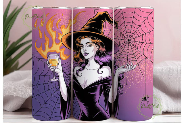 Witchy Wine Tumbler Wrap PNG Sublimation PixelChick 