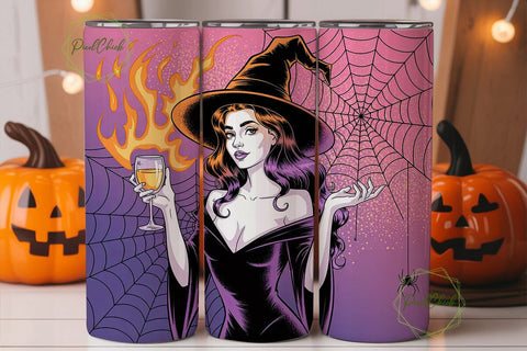 Witchy Wine Tumbler Wrap PNG Sublimation PixelChick 