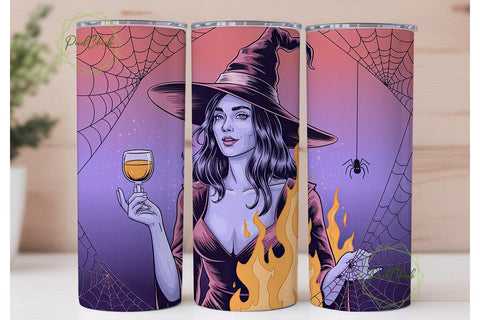Witchy Wine Tumbler Wrap PNG Sublimation PixelChick 