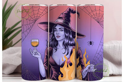 Witchy Wine Tumbler Wrap PNG Sublimation PixelChick 
