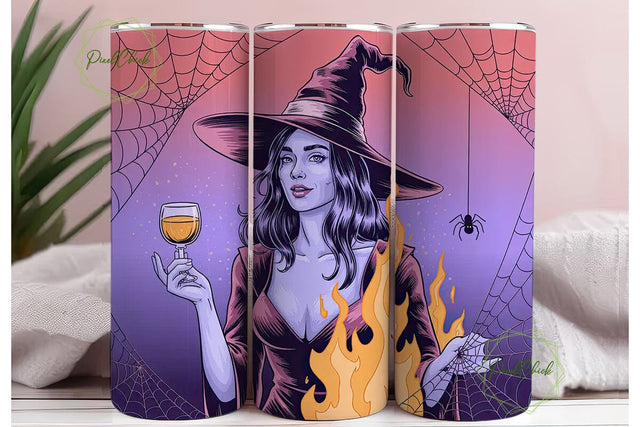 Witchy Wine Tumbler Wrap PNG Sublimation PixelChick 
