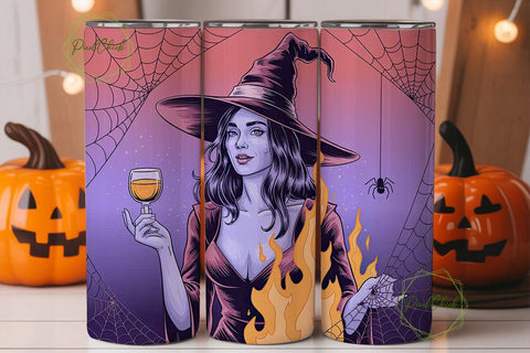 Witchy Wine Tumbler Wrap PNG Sublimation PixelChick 