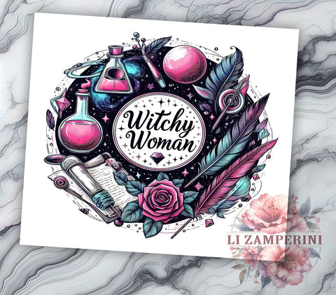Witchy Woman 20oz Tumbler Wrap PNG, Celestial Crystal Ball Tumbler Png, Straight & Tapered Tumbler Wrap, Instant Digital Download Sublimation Li Zamperini 