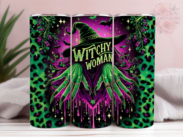 Witchy Woman Halloween 20oz Tumbler Wrap PNG, Spooky Tumbler Png, Straight & Tapered Tumbler Wrap, Instant Digital Download Sublimation Li Zamperini 