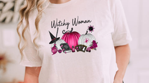 Witchy Woman Pumpkins PNG, Halloween Sublimation, Pink Witch Fall PNG Sublimation So Fontsy VIP Design Shop 