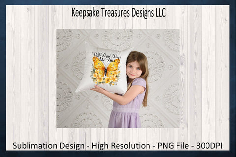 With Brave Wings She Flies, Yellow Butterfly, Inspirational, Sublimation PNG Design, Digital Download Sublimation Keepsake Treasures Designs LLC. 