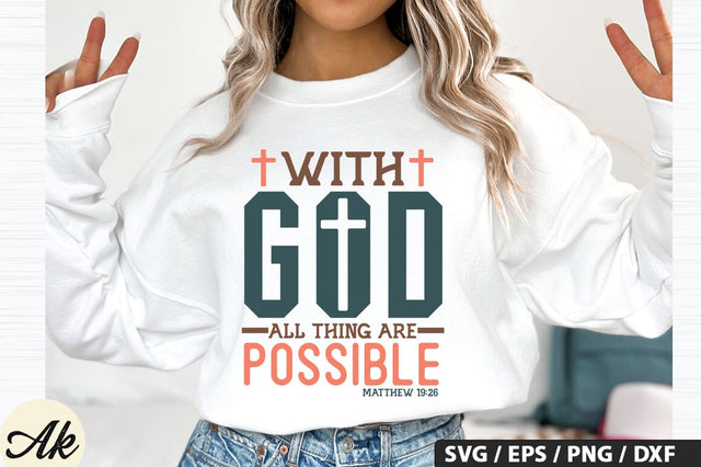 With God All Thing Are Possible Matthew 19,26 SVG Design SVG akazaddesign 