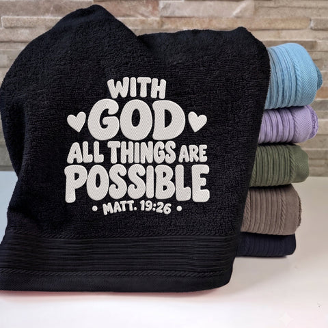 With God All Things Are Possible Embroidery Design – Matthew 19:26 Christian Faith Machine Embroidery File Embroidery/Applique DESIGNS PatternFeed8 