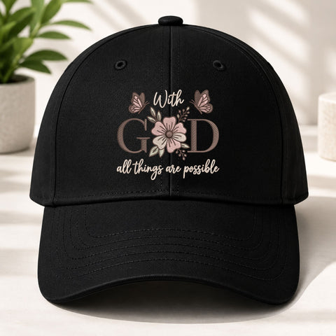 With God All Things Are Possible Machine Embroidery Design – Christian Floral Faith Embroidery File with Butterflies Embroidery/Applique DESIGNS PatternFeed8 