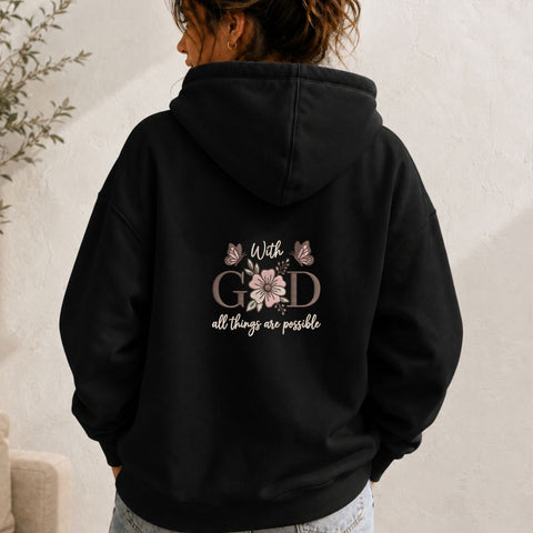 With God All Things Are Possible Machine Embroidery Design – Christian Floral Faith Embroidery File with Butterflies Embroidery/Applique DESIGNS PatternFeed8 