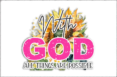 With God all things are possible SVG, PNG, Sublimation Design for shirts mugs, Leopard, Sunflowers Png, Bible Verse PNG, God Christian Sublimation Jagonath Roy 