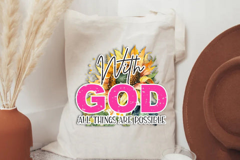 With God all things are possible SVG, PNG, Sublimation Design for shirts mugs, Leopard, Sunflowers Png, Bible Verse PNG, God Christian Sublimation Jagonath Roy 