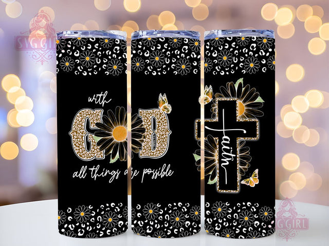 With God All Things Are Possible Travel 20oz Tumbler Wrap Sublimation Design, Christian Gifts for Women Tumbler, Straight Tapered Tumbler Wrap, Tumbler Png, Instant Digital Download Sublimation SvggirlplusArt 