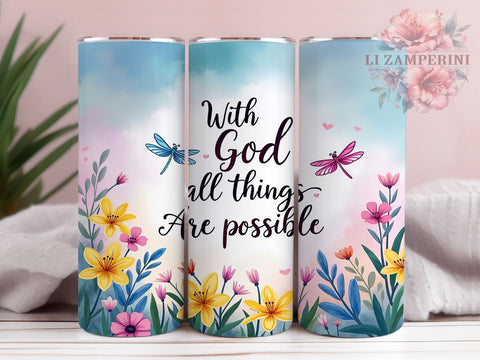 With God Tumbler, Christian Faith Mug, Bible Verse Drinkware, Inspirational Tumbler, Motivational Gift, 20oz Sublimation Wrap, Religious Drinkware Sublimation Li Zamperini 