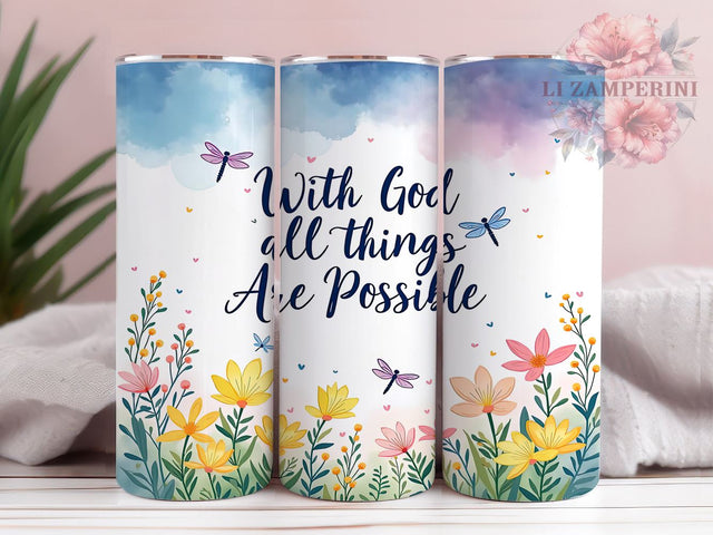 With God Tumbler, Christian Faith Mug, Bible Verse Drinkware, Inspirational Tumbler, Motivational Gift, 20oz Sublimation Wrap, Religious Drinkware Sublimation Li Zamperini 