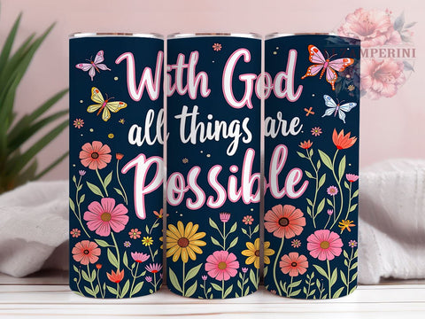 With God Tumbler, Christian Faith Mug, Bible Verse Drinkware, Inspirational Tumbler, Motivational Gift, 20oz Sublimation Wrap, Religious Drinkware Sublimation Li Zamperini 