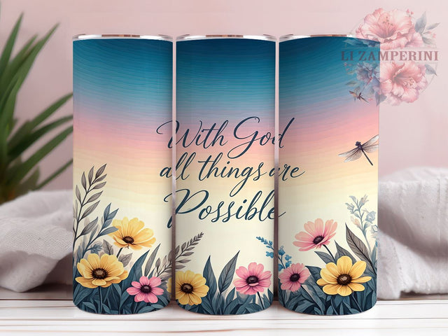 With God Tumbler, Christian Faith Mug, Bible Verse Drinkware, Inspirational Tumbler, Motivational Gift, 20oz Sublimation Wrap, Religious Drinkware Sublimation Li Zamperini 