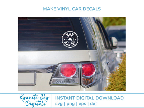 With Honors Grad SVG Bundle round seal circle frame graduation clipart SVG Kyanite Sky Digitals 
