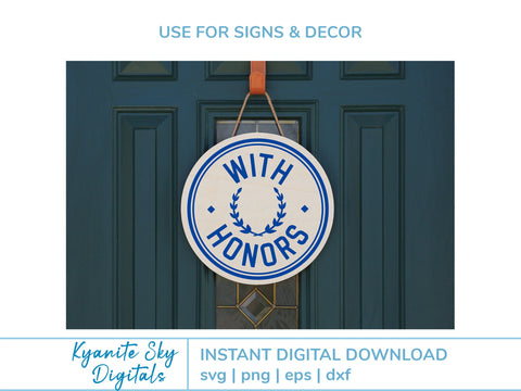 With Honors Grad SVG Bundle round seal circle frame graduation clipart SVG Kyanite Sky Digitals 