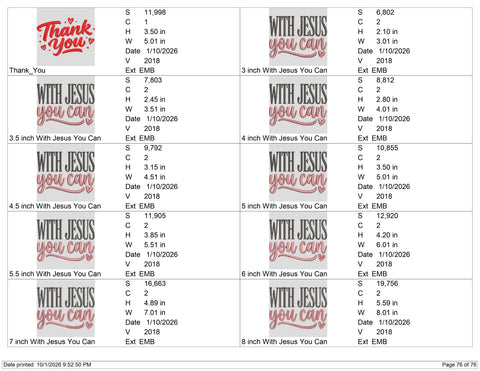 With Jesus You Can Embroidery Design – Christian Faith Inspirational Saying Machine Embroidery File Embroidery/Applique DESIGNS PatternFeed8 