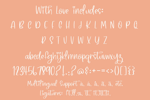 With Love, Cute Handwritten Font For Cricut, Heart Handwriting for Valentines Day Font Designing Digitals 