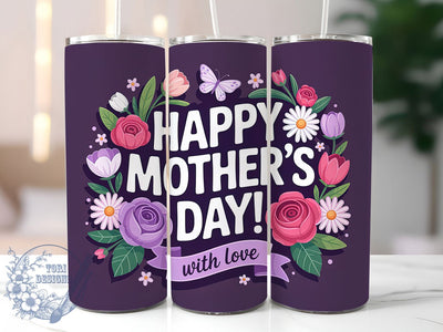 With Love Floral 20oz Tumbler, Floral Tumbler Wrap, With Love Design, Sublimation Design, 20oz Tumbler, Mom Appreciation, Elegant Floral Pattern Sublimation ToriDesigns 