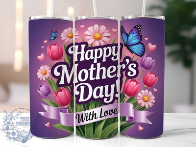 With Love Floral 20oz Tumbler, Floral Tumbler Wrap, With Love Design, Sublimation Design, 20oz Tumbler, Mom Appreciation, Elegant Floral Pattern Sublimation ToriDesigns 