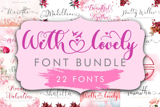 With Lovely Font Bundle Font Prasetya Letter 