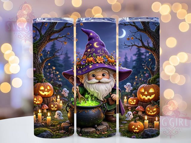 Wizard Gnome Halloween Glow 20oz Tumbler, Gnome Motif, Wizard Theme, Halloween Art Design, Glow Accent, Spooky Charm, Sublimation Wrap, 20oz Tumbler Sublimation SvggirlplusArt 