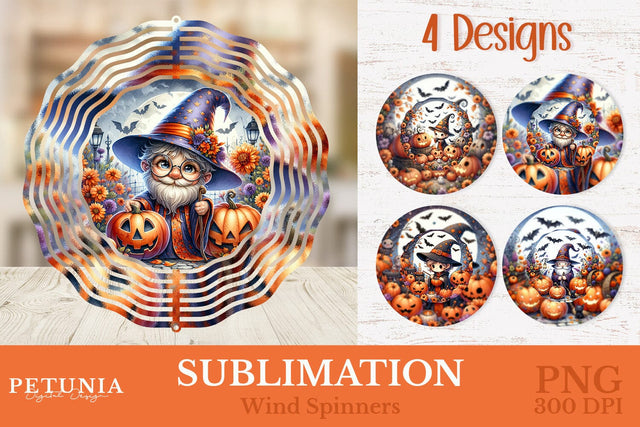 Wizard Halloween Wind Spinner | Wind Spinner Sublimation PNG Sublimation Petunia Digital Design 