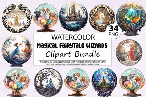 Wizards Watercolor Clipart Bundle Sublimation Regulrcrative 