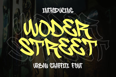 Woder Street - Monoline Graffiti Font Font Mozzatype 
