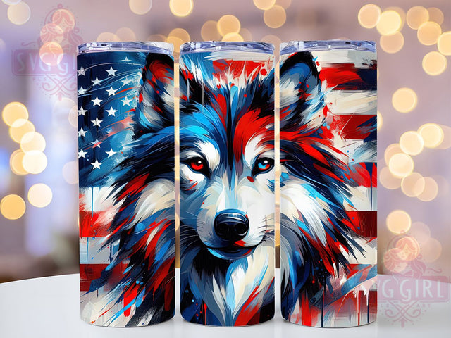 Wolf American Flag 20oz Patriotic Tumbler, Patriotic Wolf Tumbler, 20oz Sublimation Wrap, Wild Animal Tumbler, USA Pride Tumbler, Rustic Wildlife Tumbler Sublimation SvggirlplusArt 