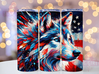Wolf American Flag 20oz Patriotic Tumbler, Patriotic Wolf Tumbler, 20oz Sublimation Wrap, Wild Animal Tumbler, USA Pride Tumbler, Rustic Wildlife Tumbler Sublimation SvggirlplusArt 