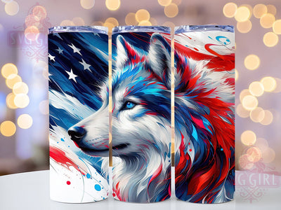 Wolf American Flag 20oz Patriotic Tumbler, Patriotic Wolf Tumbler, 20oz Sublimation Wrap, Wild Animal Tumbler, USA Pride Tumbler, Rustic Wildlife Tumbler Sublimation SvggirlplusArt 