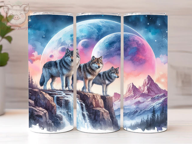 Wolf colorful sky 20oz Tumbler Png, Straight & Tapered Tumbler Png, Wolf Tumbler Png, Digital Download PNG Sublimation Lara' s Designs 