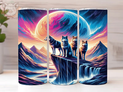 Wolf colorful sky 20oz Tumbler Png, Straight & Tapered Tumbler Png, Wolf Tumbler Png, Digital Download PNG Sublimation Lara' s Designs 