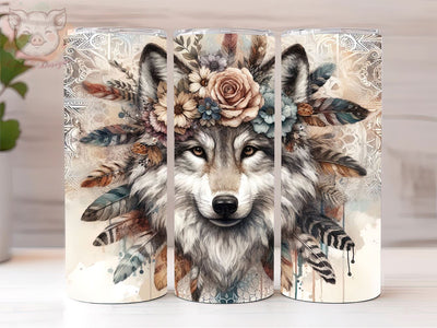 Wolf Dreamcatcher 20oz Tumbler Png, Sublimation Design, Wolf Tumbler Png, Digital Download PNG Sublimation Lara' s Designs 